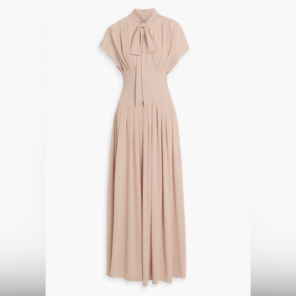 MIKAEL AGHAL
Neck tie/ bow pleated chiffon maxi dress
Neutral
US 6